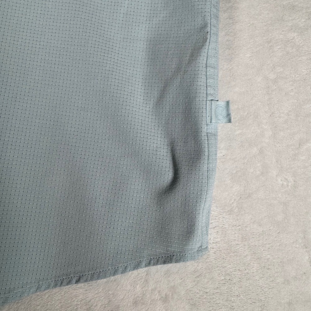 Lululemon Mens Medium Commission Short Sleeve Button Down Shirt Light Blue Grid - Picture 4 of 8